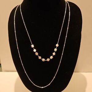 ROMOLO Silvertone Double Strand 24" To 30" Necklace